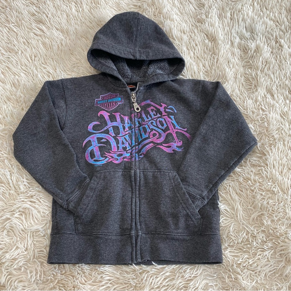 Girls 2/3T Harley Davidson Zip-Up Sweater